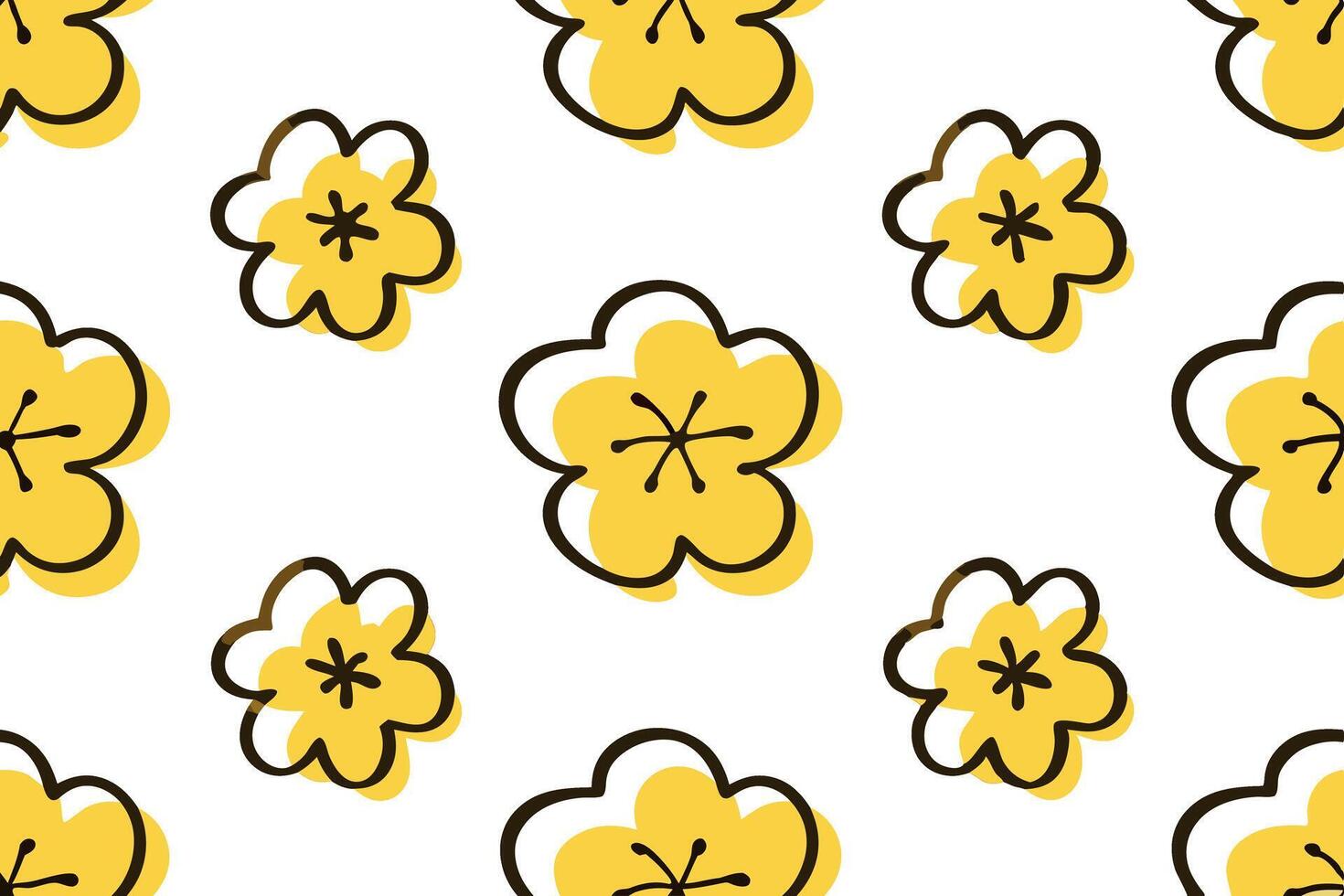Sweet pink flower watercolor seamless pattern on a white background, ideal for fashion or home decor design, vibrant and soft floral pattern, line art icon set vector