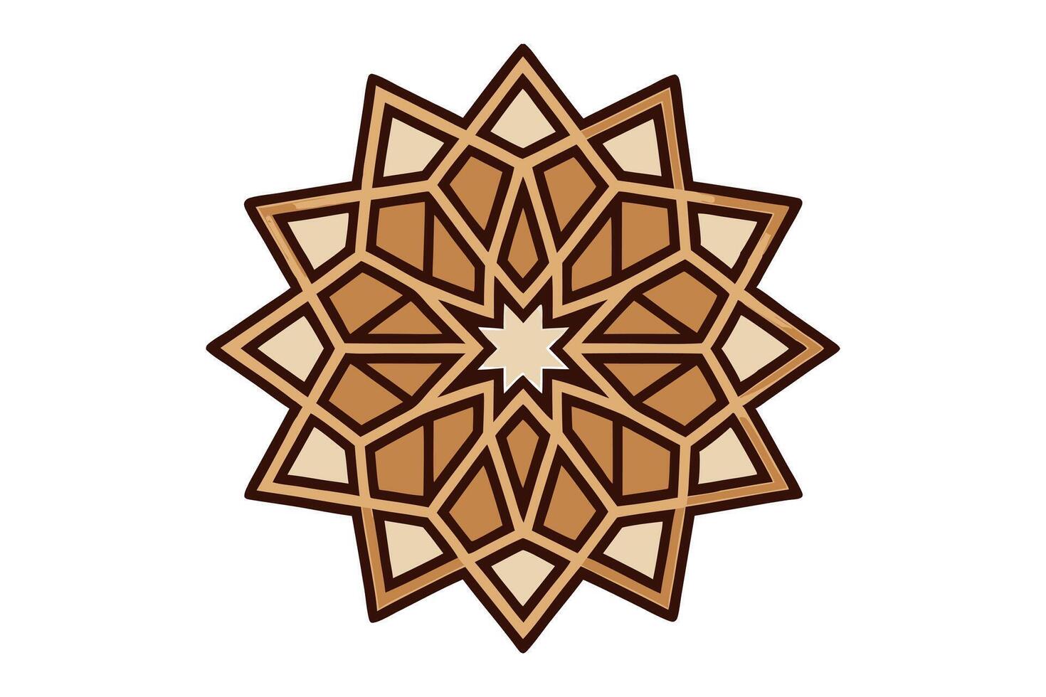 geometric pattern with interlocking shapes and a star like design, inspired by traditional Islamic art and ideal for cultural and architectural motifs vector