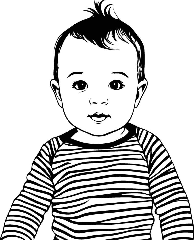 A portrait of a baby toddler. small childrens or kids illustration silhouette. vector