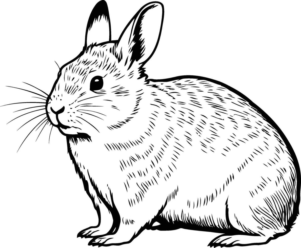 silhouette of a pika. wild mountain-dwelling mammal native to Asia and North America illustration vector