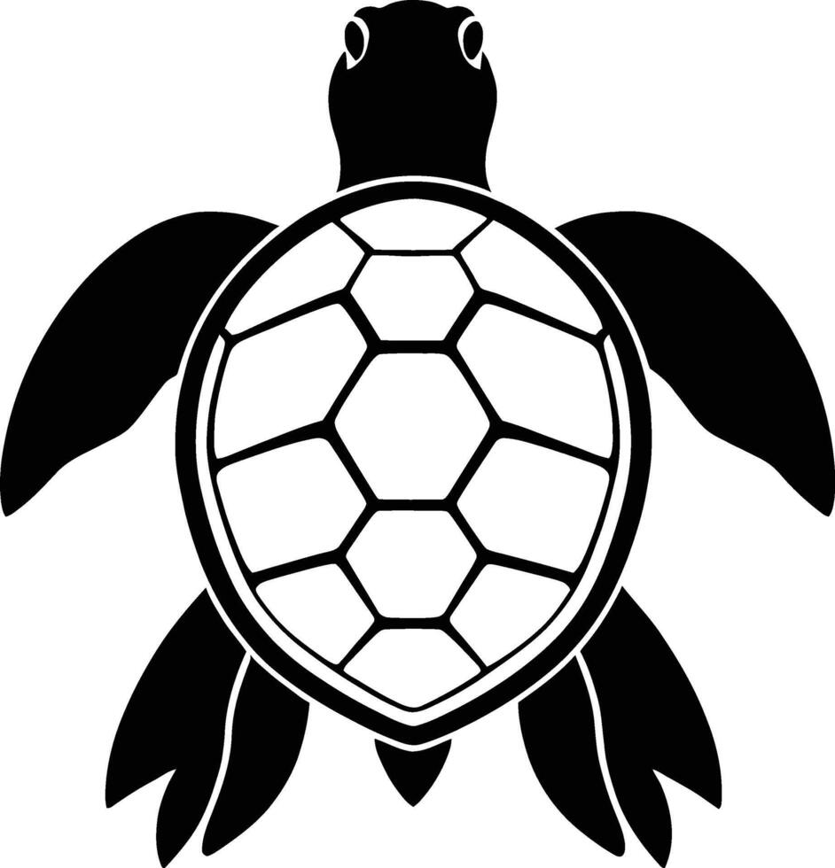 sea turtle illustration silhouette. black and white wild ocean animals icon art or logo design. vector