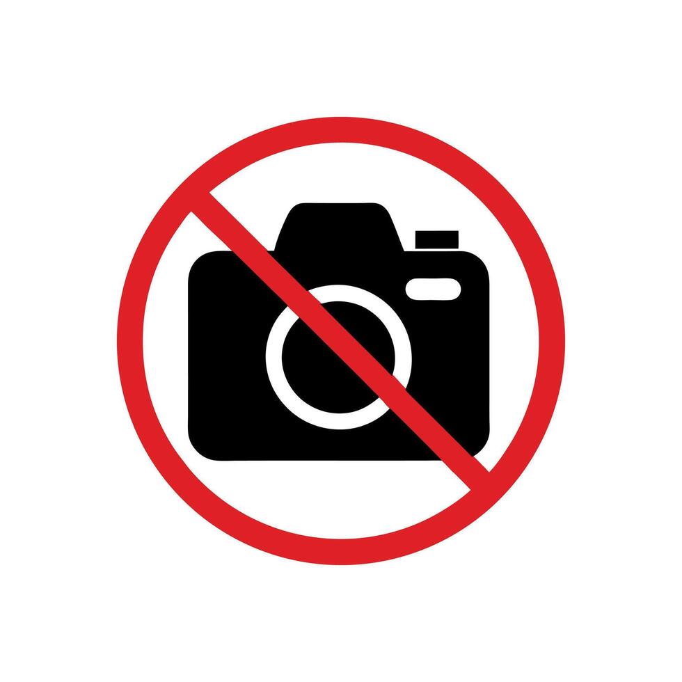 No Photography Symbol With Red Circle And Black Camera Indicating Prohibition Of Taking Pictures In Specific Areas vector