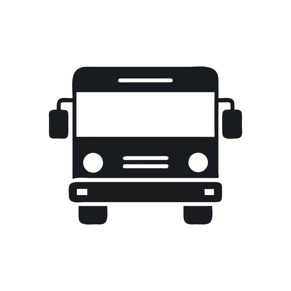 Black And White Bus Illustration Minimalist Public Transportation Vehicle Graphic Clean Style Design Isolated Image For Creative Projects vector