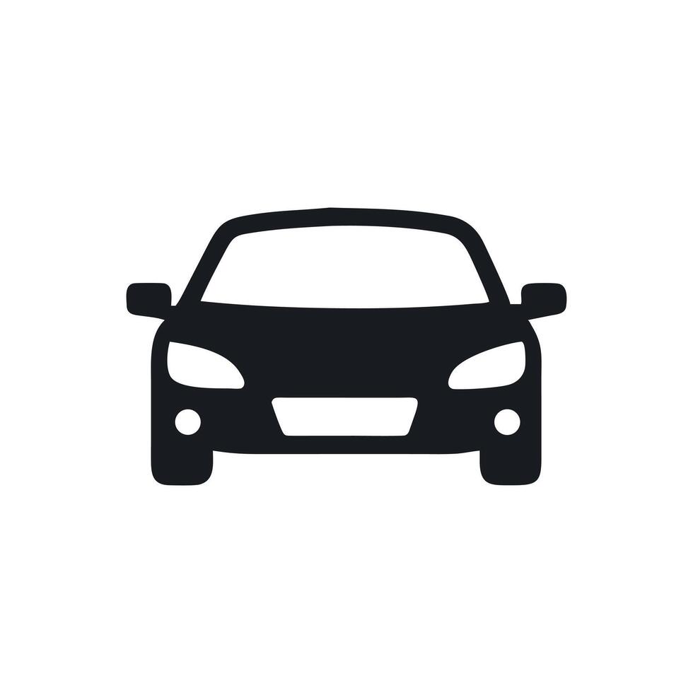 Front View Of Modern Car Icon Design Featuring Sleek Lines And Contemporary Automotive Silhouette For Graphic Use vector