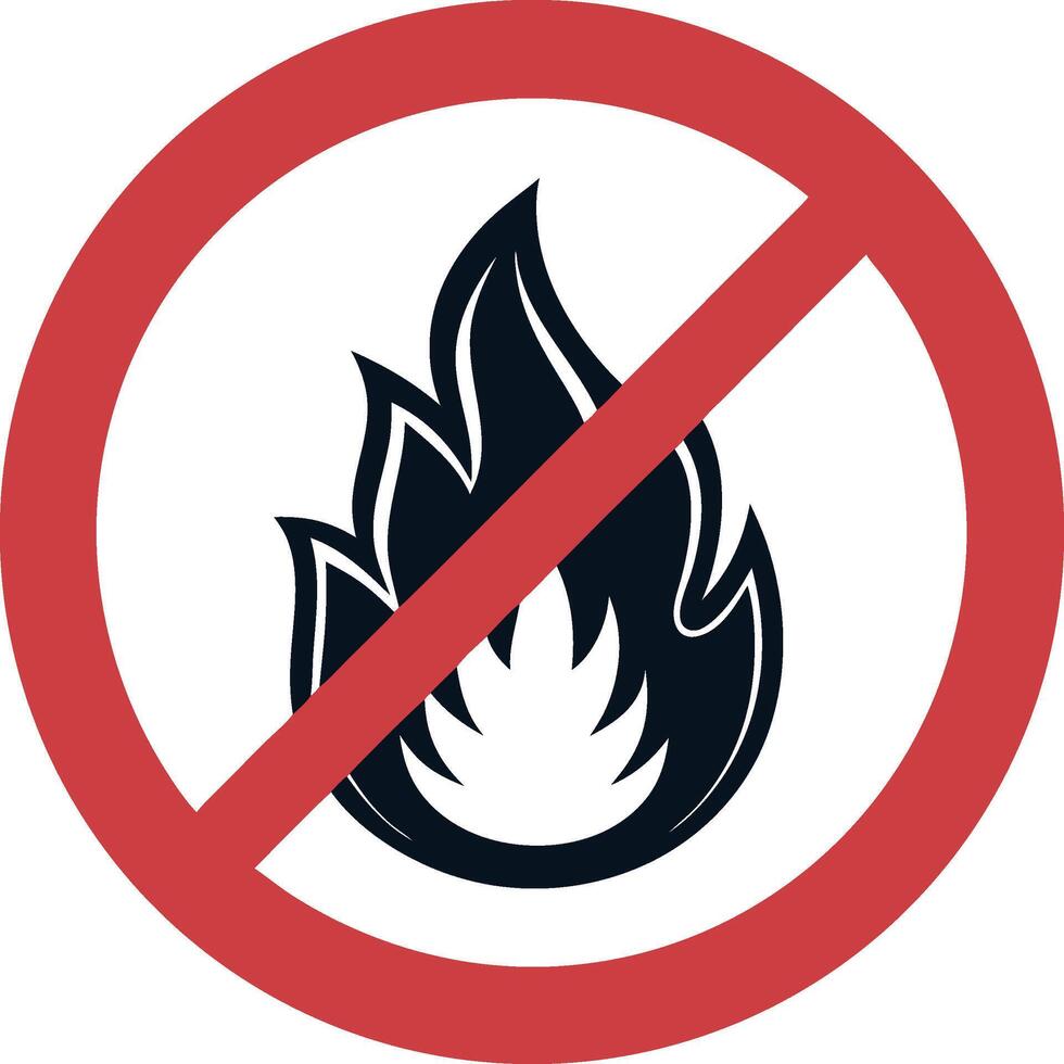 No Open Flame Symbol Prohibited Sign Safety Icon Illustration Dangerous Caution Warning Prevention Restriction Fire Hazard Regulation Danger Concept vector
