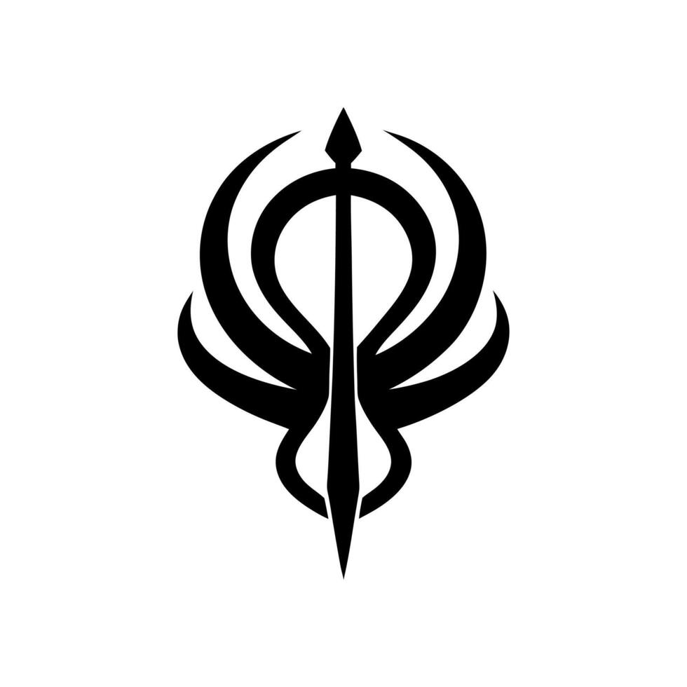 The Khanda Symbol Of Sikhism Spiritual Emblem Of Faith Tradition And Divine Power Represented In Black Color Isolated vector