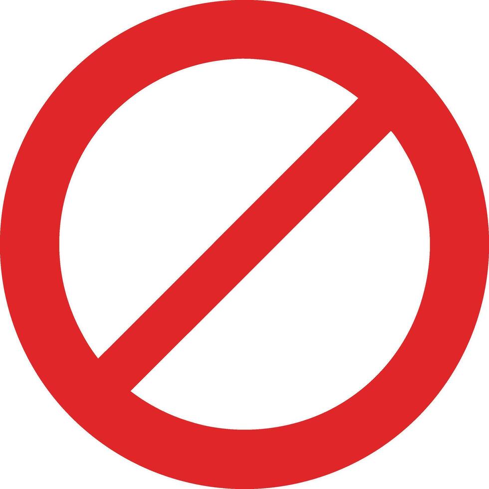 Red Prohibition Sign On White Background Circle With Diagonal Line Indicates Restrictions No Entry Or Forbidden Area vector