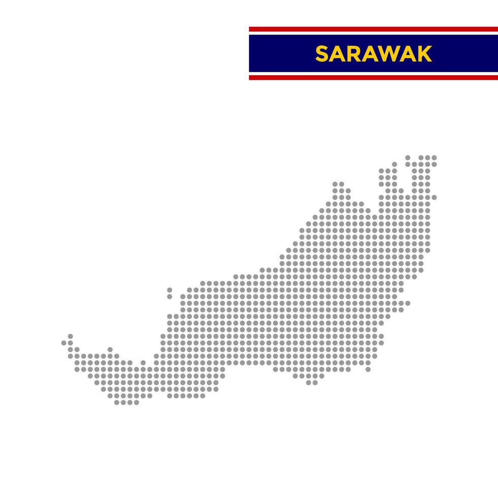 Dotted map of Sarawak State in Malaysia vector