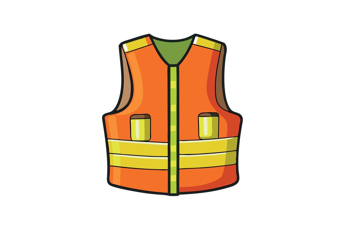 Orange Safety Vest with Reflective Stripes and Pockets, Perfect for Workers in Construction or Labour Day Safety Gear vector