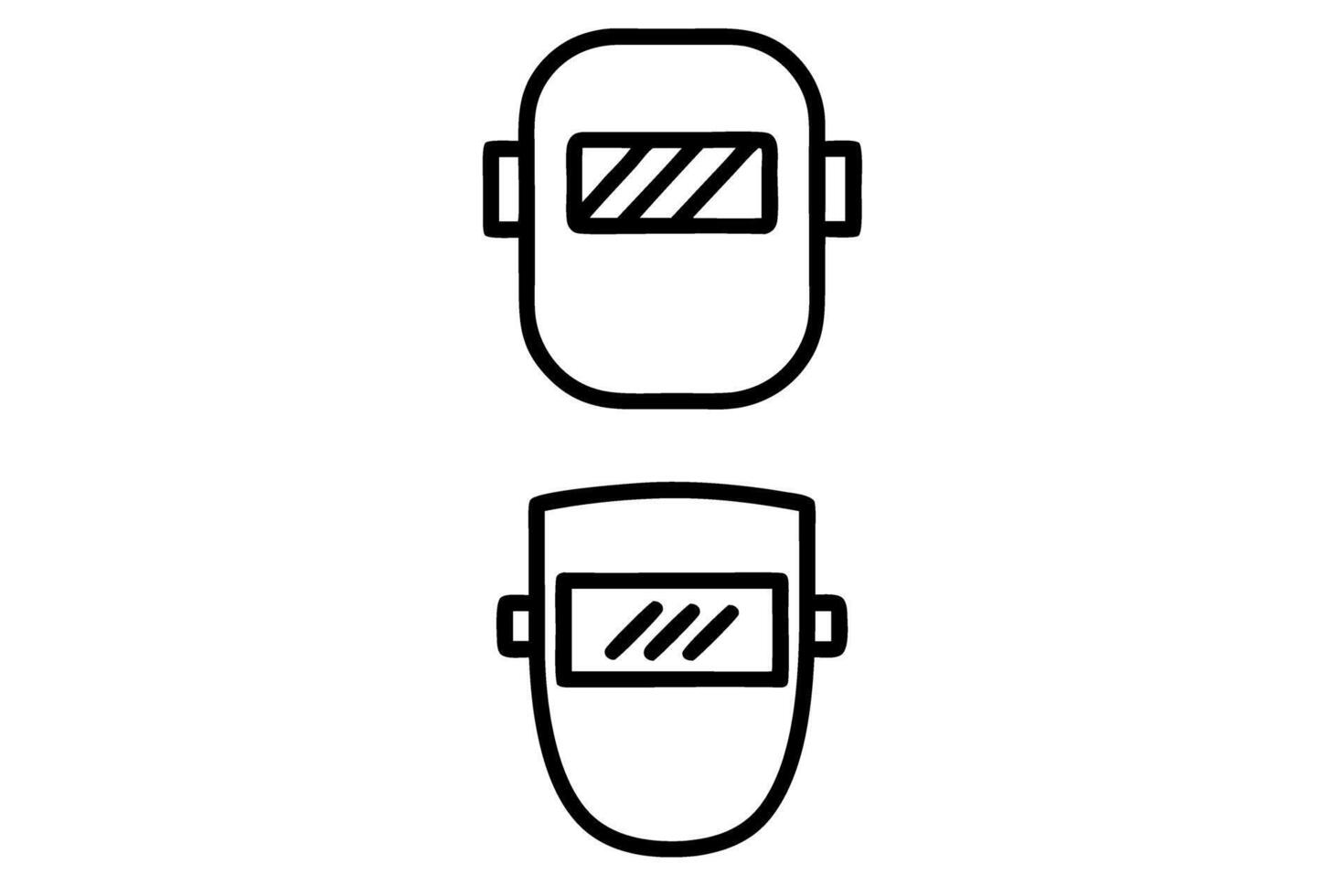 welding masks with distinct visor shapes, ideal for industrial and construction themes Labour day or labor day line art icon set vector