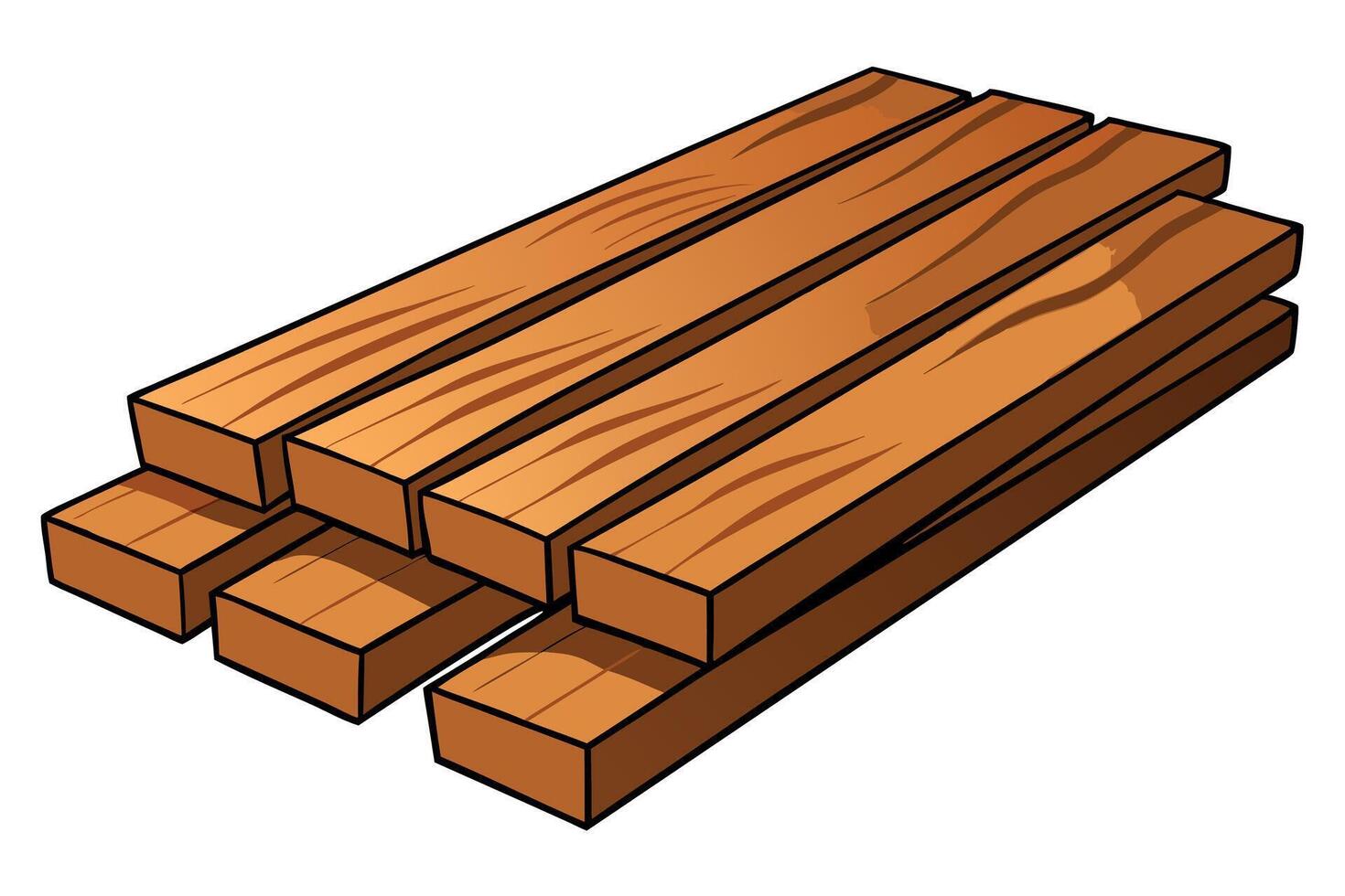 Wooden planks stacked in a pile, designed with cartoon details, perfect for construction, craftsmanship, and hard work related content for Labour Day or Labor Day vector