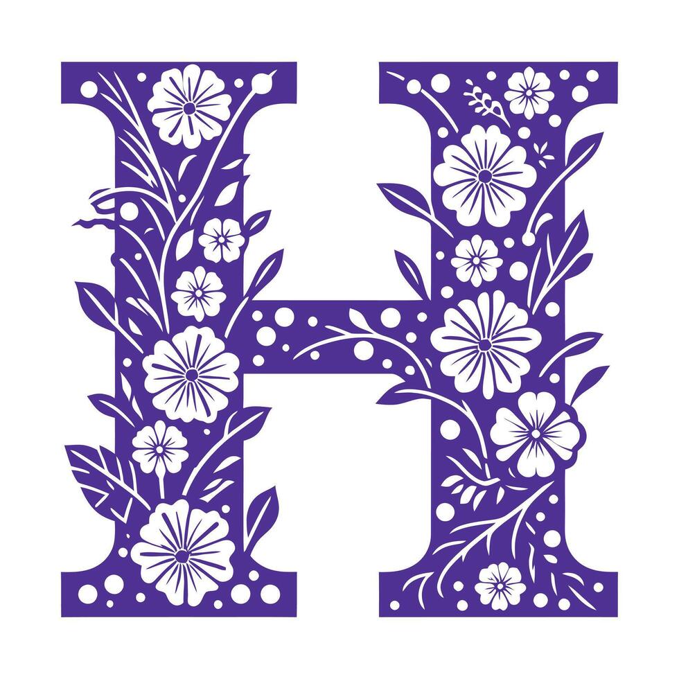 Elegant Initial Letter H Logo with Leaf and Floral Elements vintage Ornamental Alphabet Design for Branding, Stationery, and Monograms vector