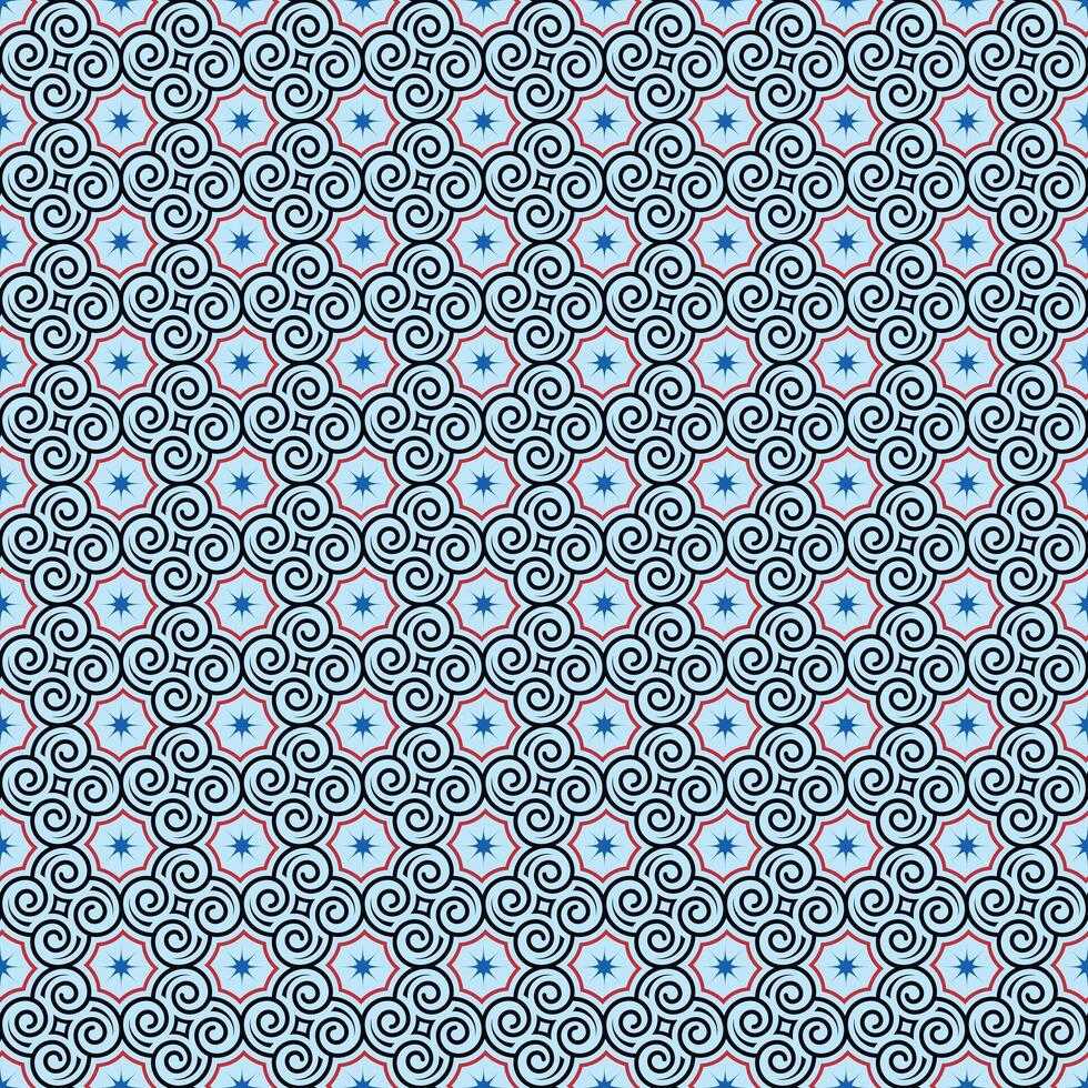 Elegant Retro-Modern Geometric Waves Pattern Featuring Intricate Line Details and Seamless Repetition in an Oriental Traditional Style vector