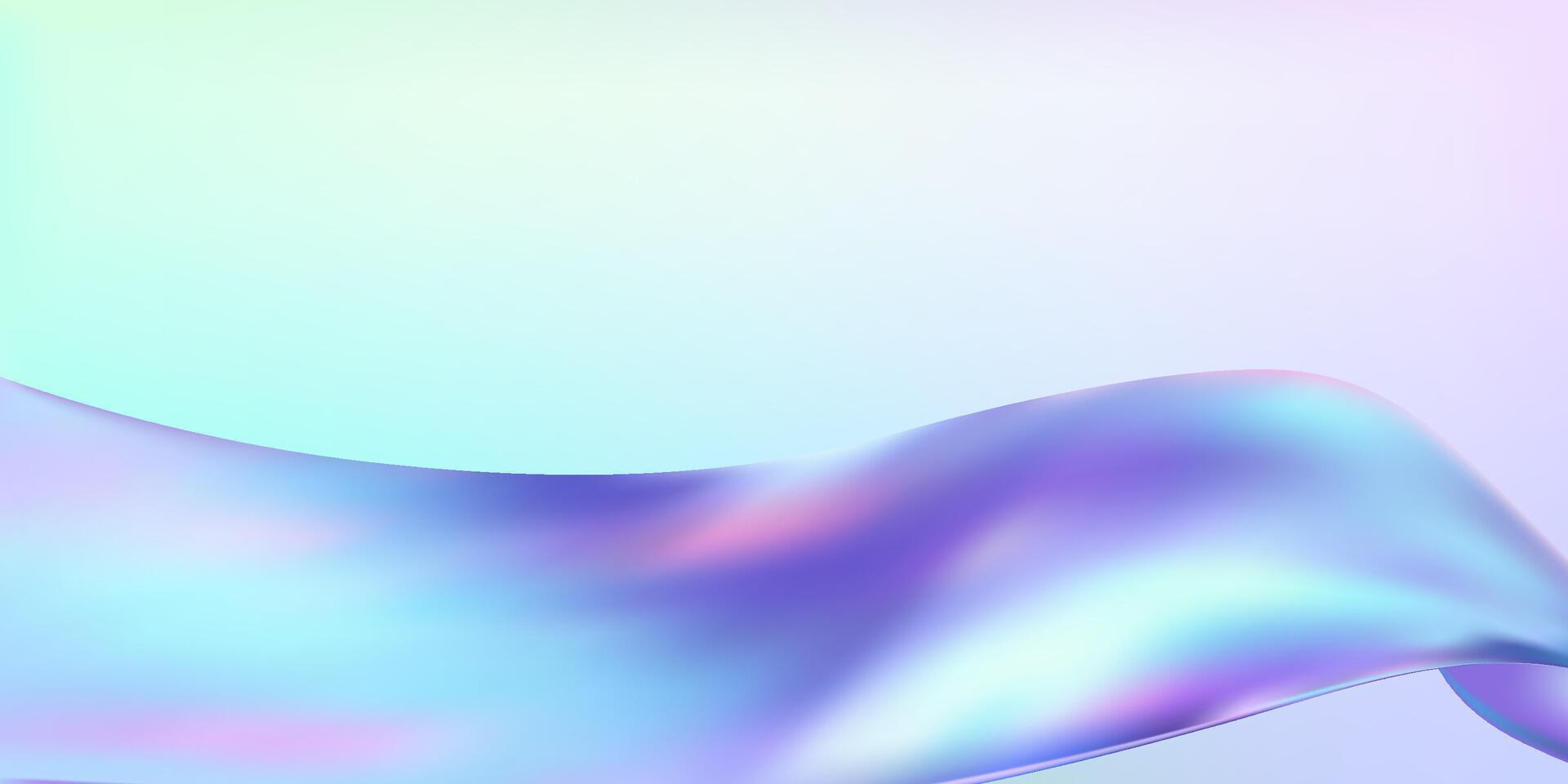 A blue and purple holographic wave background vector