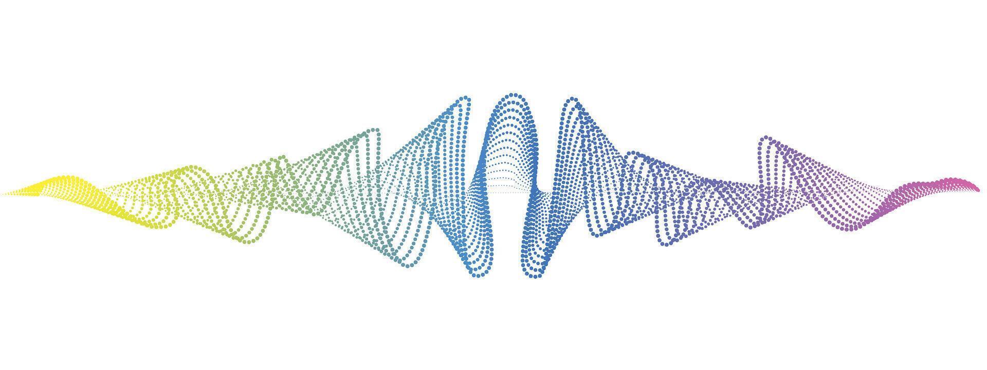 Abstract wavy dotted lines of the sound wave. Dynamic pulsating wave. Musical neon concept, symbols of the frequency of digital music. illustration vector