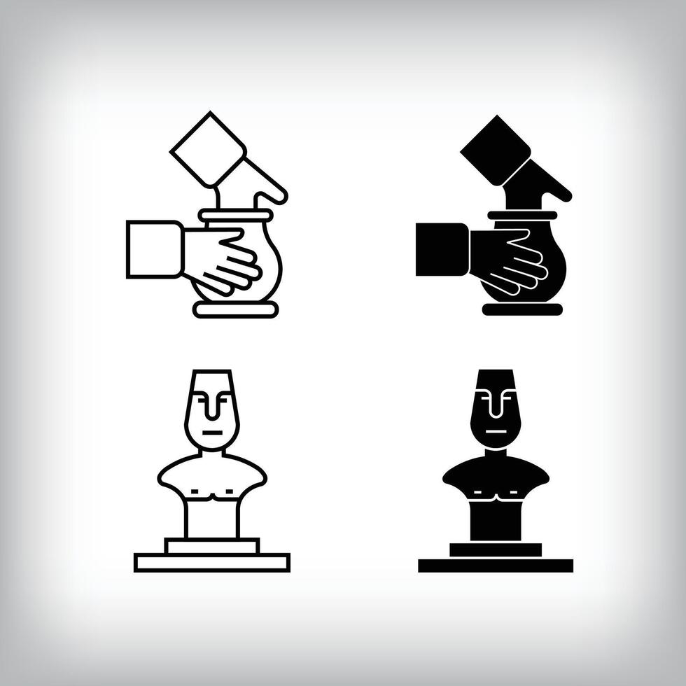 Sculptor and earthenware hobby and leisure design. Simple linear and flat activity icon set. vector