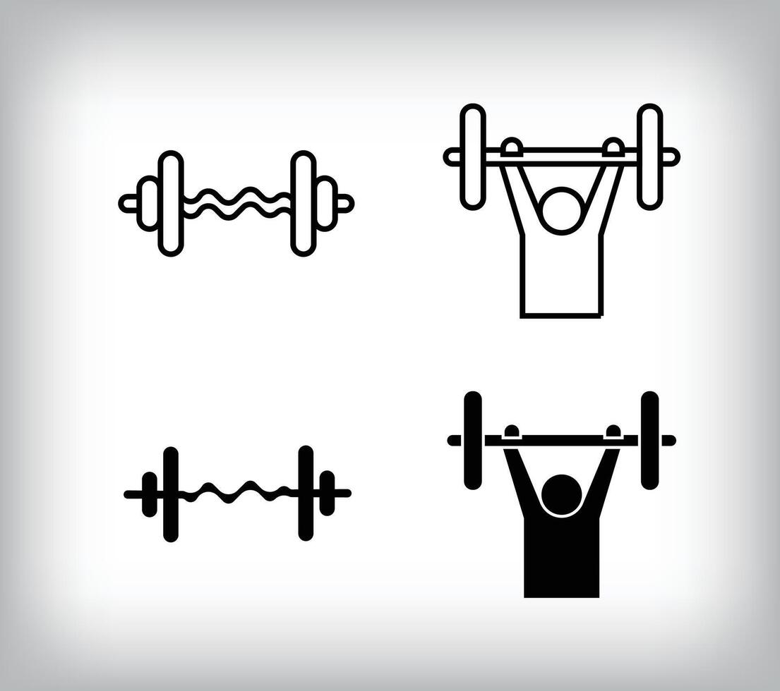 Two handed levitation and fitness barbell design. Simple linear and flat fitness weight icon set. vector