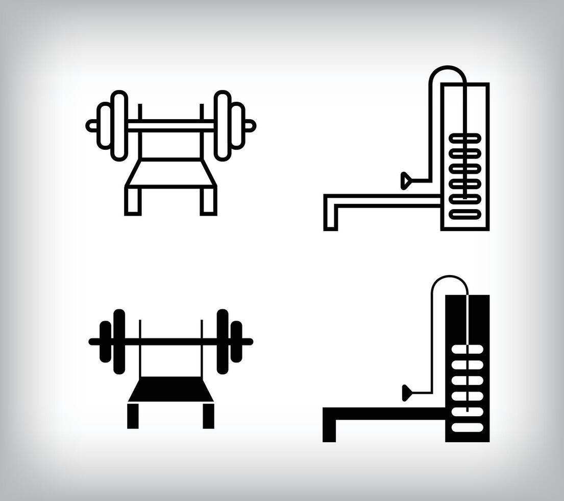 Fitness equipment lifting and bodybuilding design. Simple linear and flat fitness weight icon set. vector