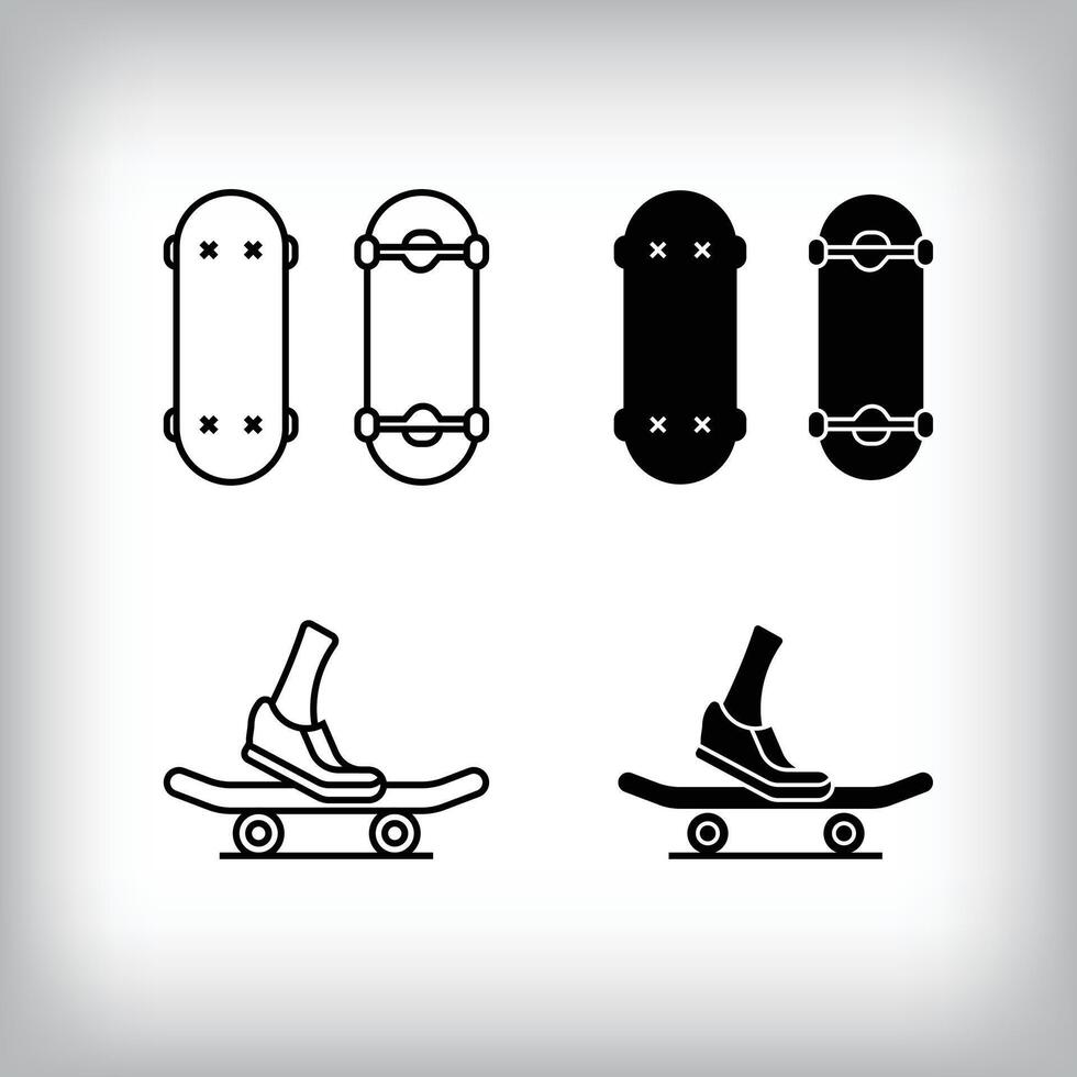 Skateboarding and hobby entertainment design. Simple linear and flat activity icon set. vector