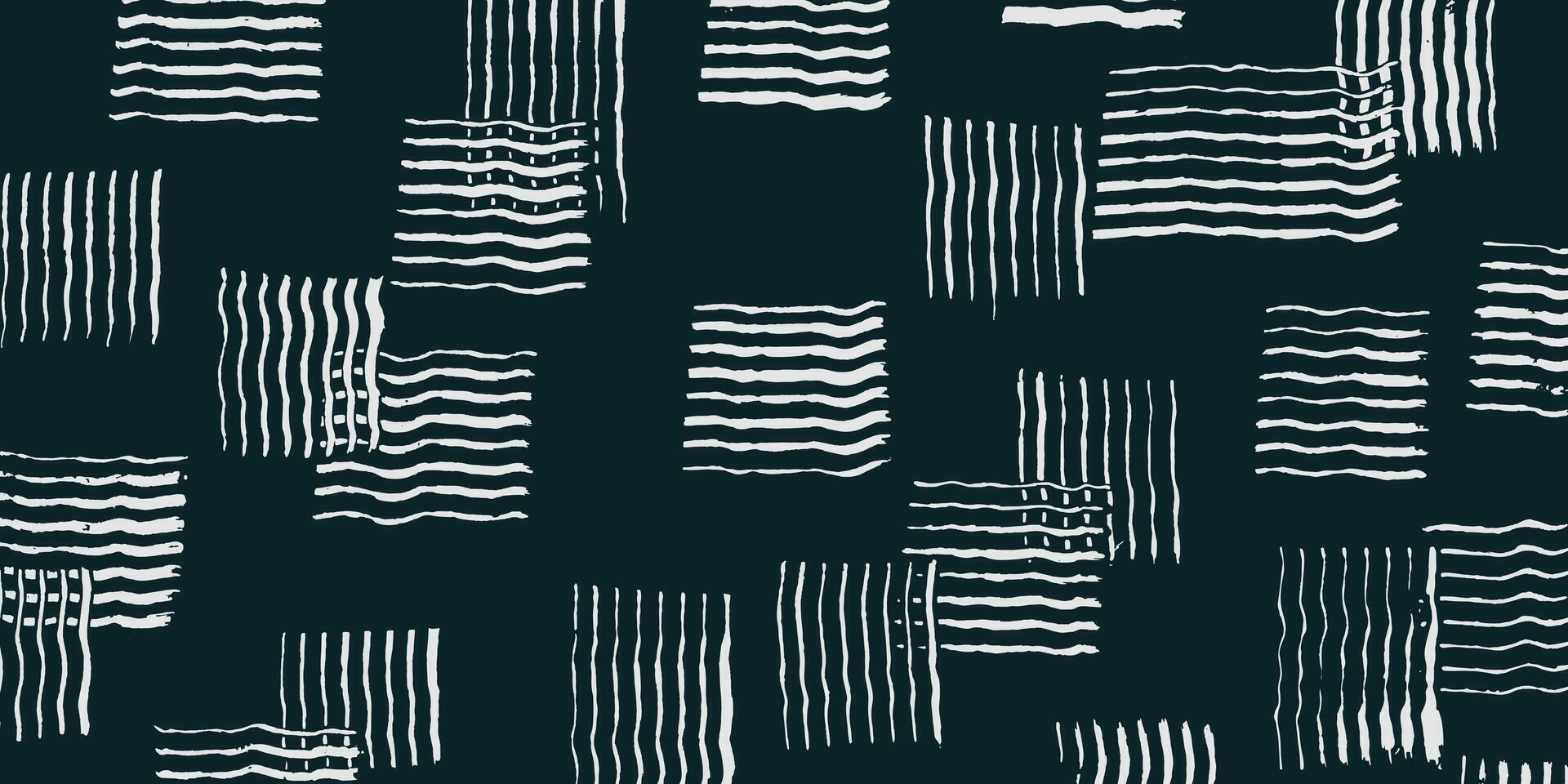 Hand drawn brush line abstract curvy stripe squares pattern, Japanese and ethnic wood carving, engraving texture background, simple graphic for carpet, textile, decoration vector