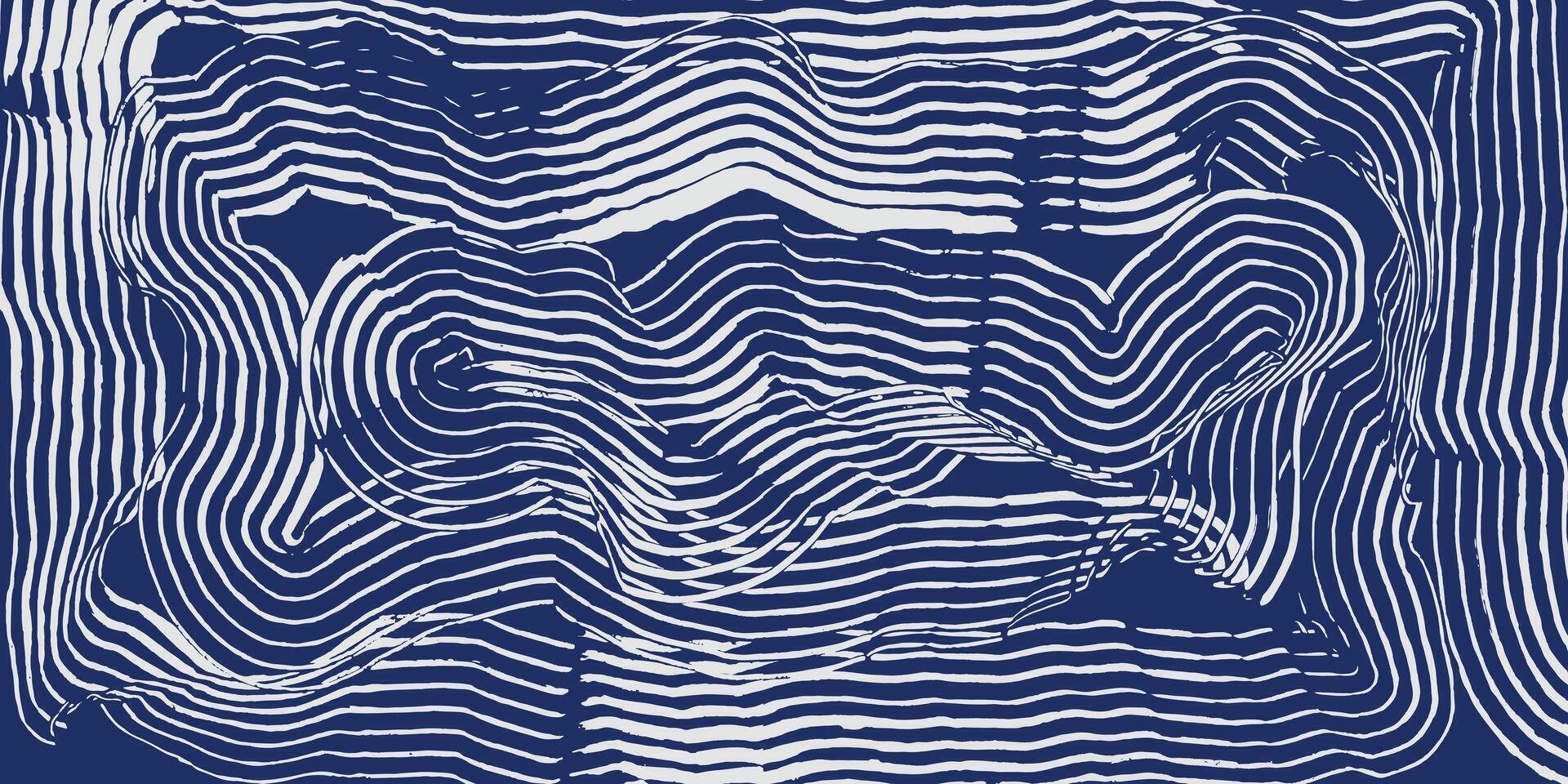 Crafted hand drawn brush line abstract rectangular spiral background in white and blue, Japanese and ethnic wood carving, engraving texture graphic for decoration, textile, carpet vector