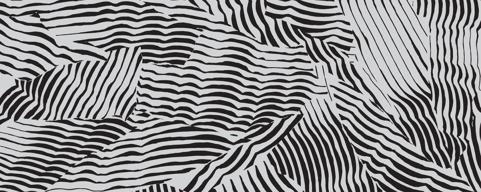 Hand drawn brush line abstract collage waves pattern, Japanese and ethnic wood carving, engraving, calligraphy pen texture background, irregular curvy line art for carpet, textile, decoration vector