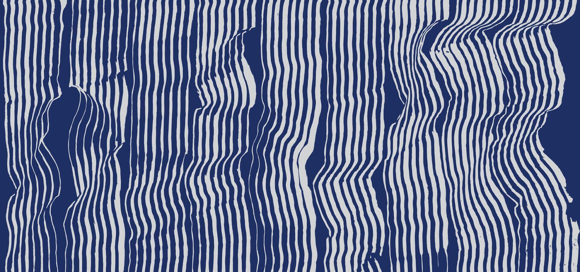 Hand drawn brush line abstract vertical stripes pattern, Japanese and ethnic wood carving, weaving texture background in white and blue, minimal graphic for textile, carpet, decoration vector