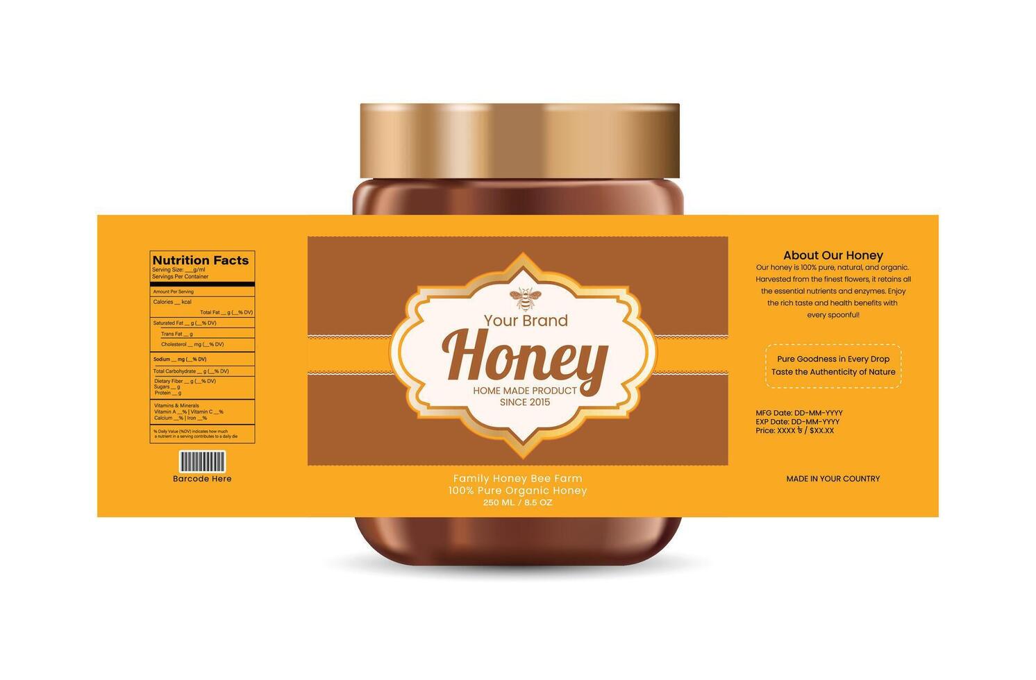 Honey Jar Label Template vector