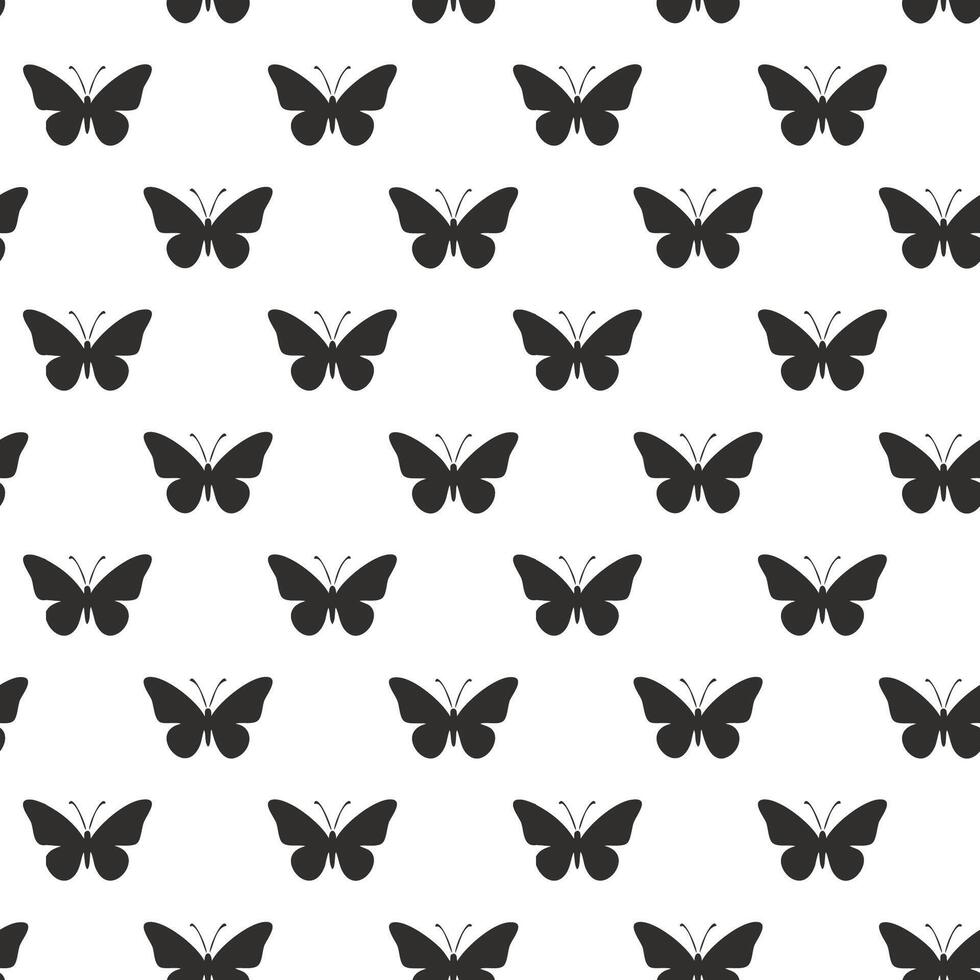 Hand drawn butterfly silhouette pattern illustration vector