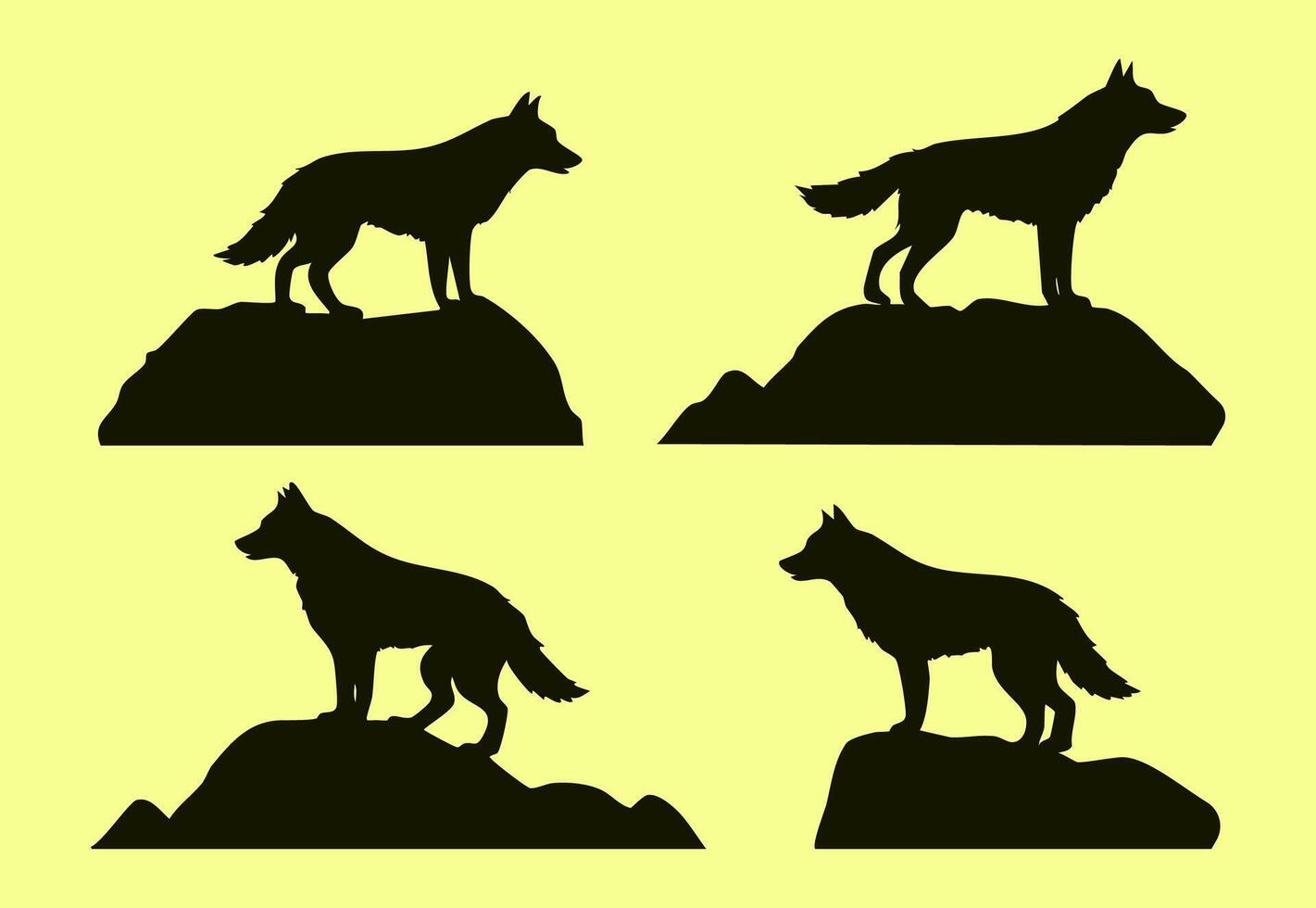 Simple silhouette of a wolf standing on a rock vector