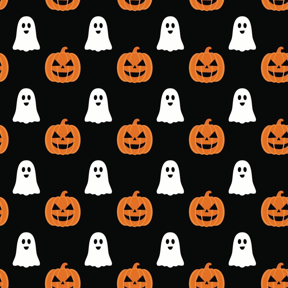Halloween Pattern with Pumpkins and Ghosts vector