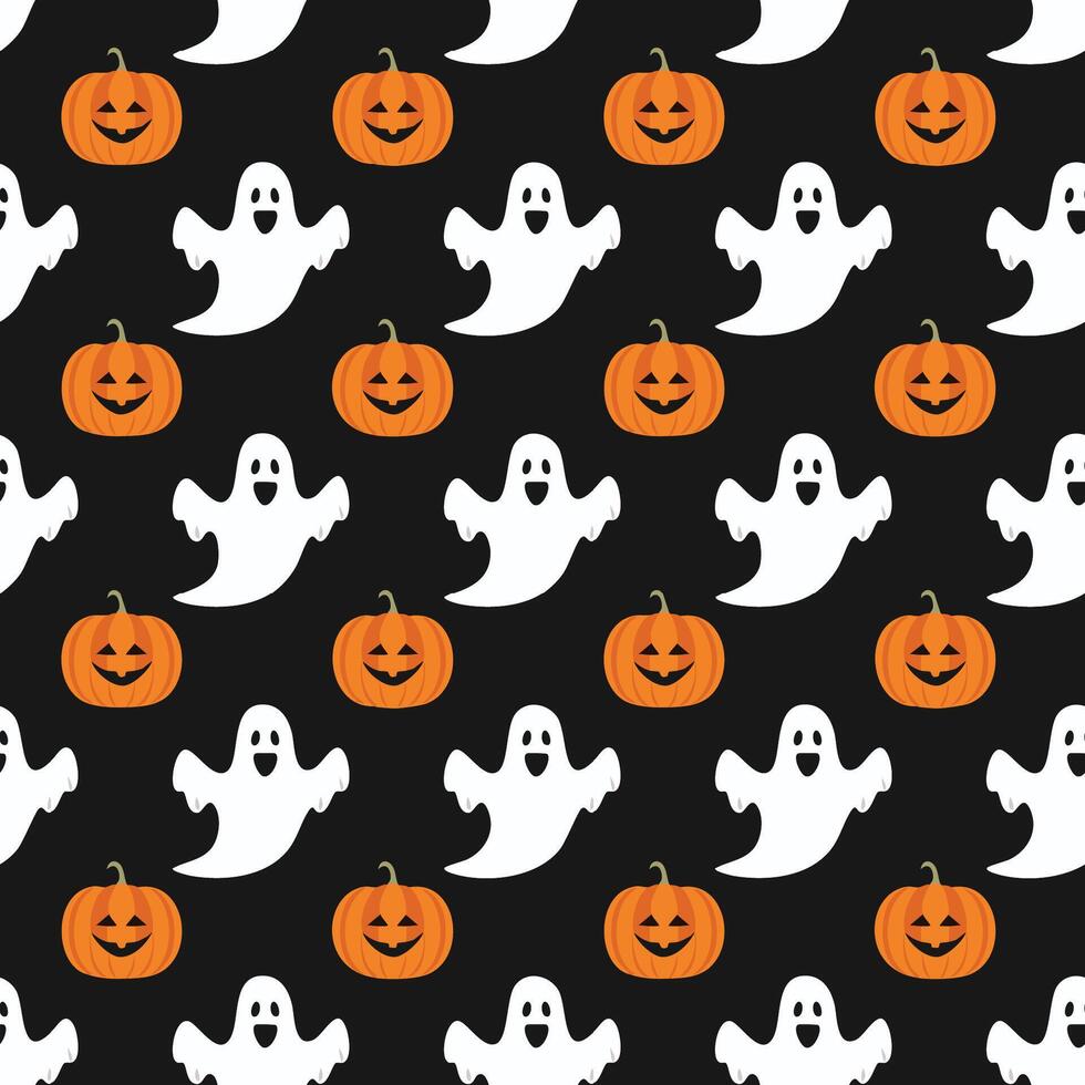 Halloween Pattern with Pumpkins and Ghosts Design vector