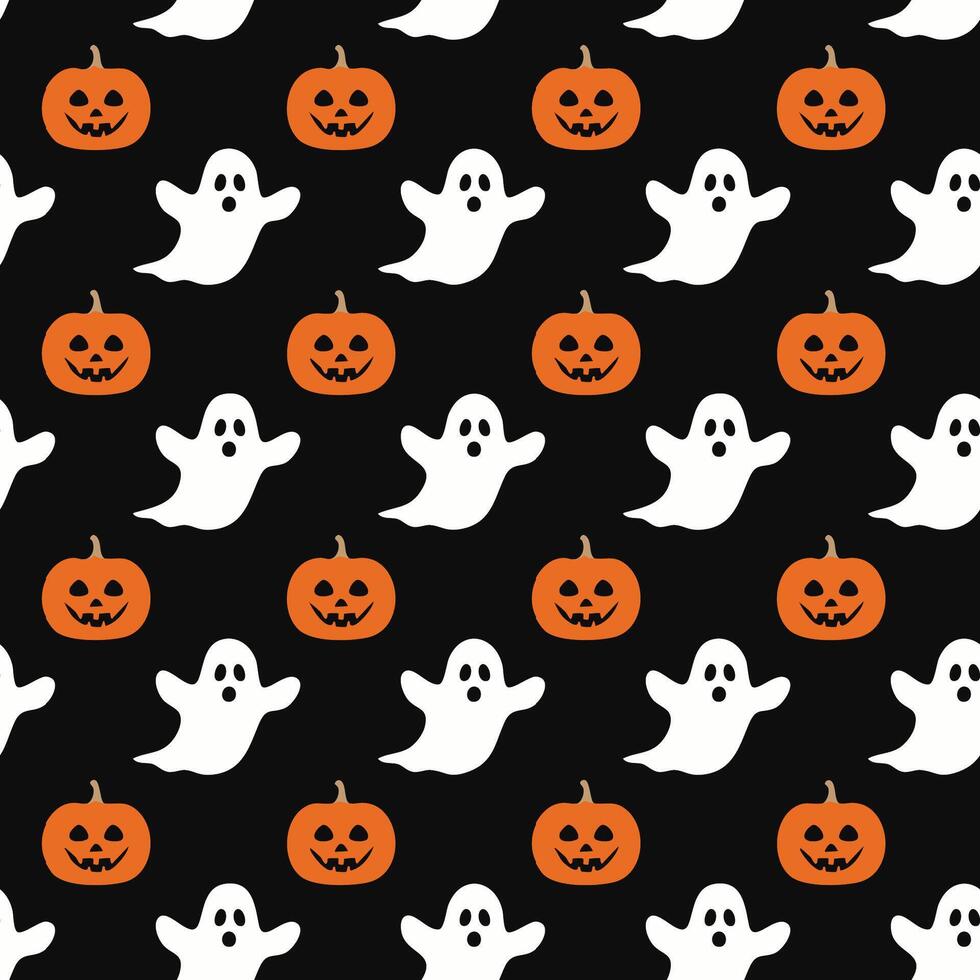 Seamless halloween pattern with pumpkins and ghost illustration design vector
