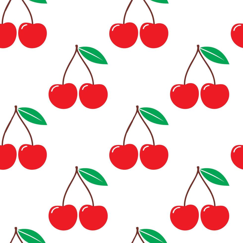 Hand drawn cherry seamless pattern background vector