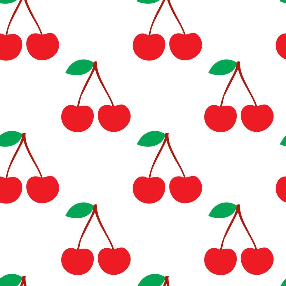 Hand drawn cherry pattern background design vector