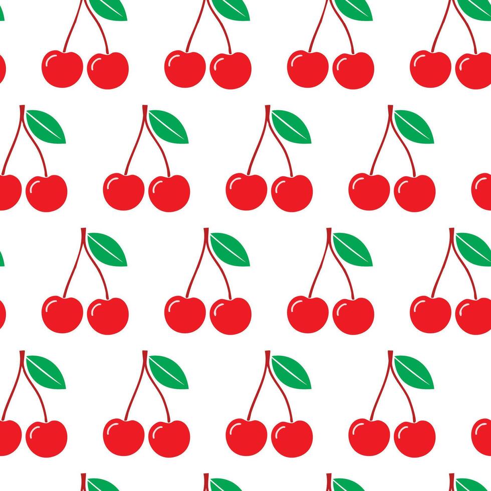 Hand drawn cherry pattern background vector