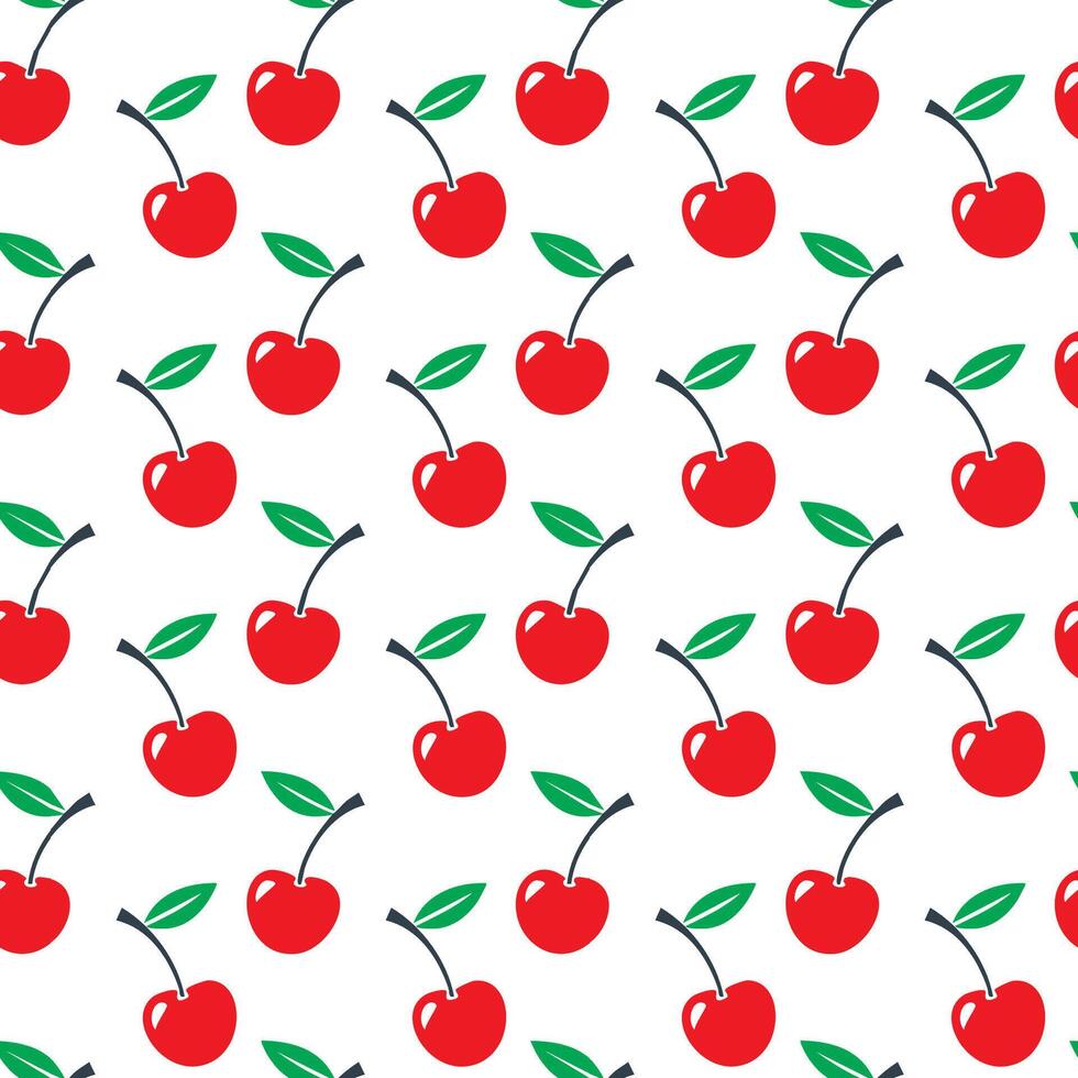Seamless pattern with red cherries on a white background vector
