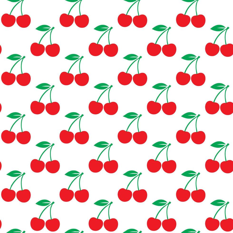 Hand drawn cherry seamless pattern on a white background vector