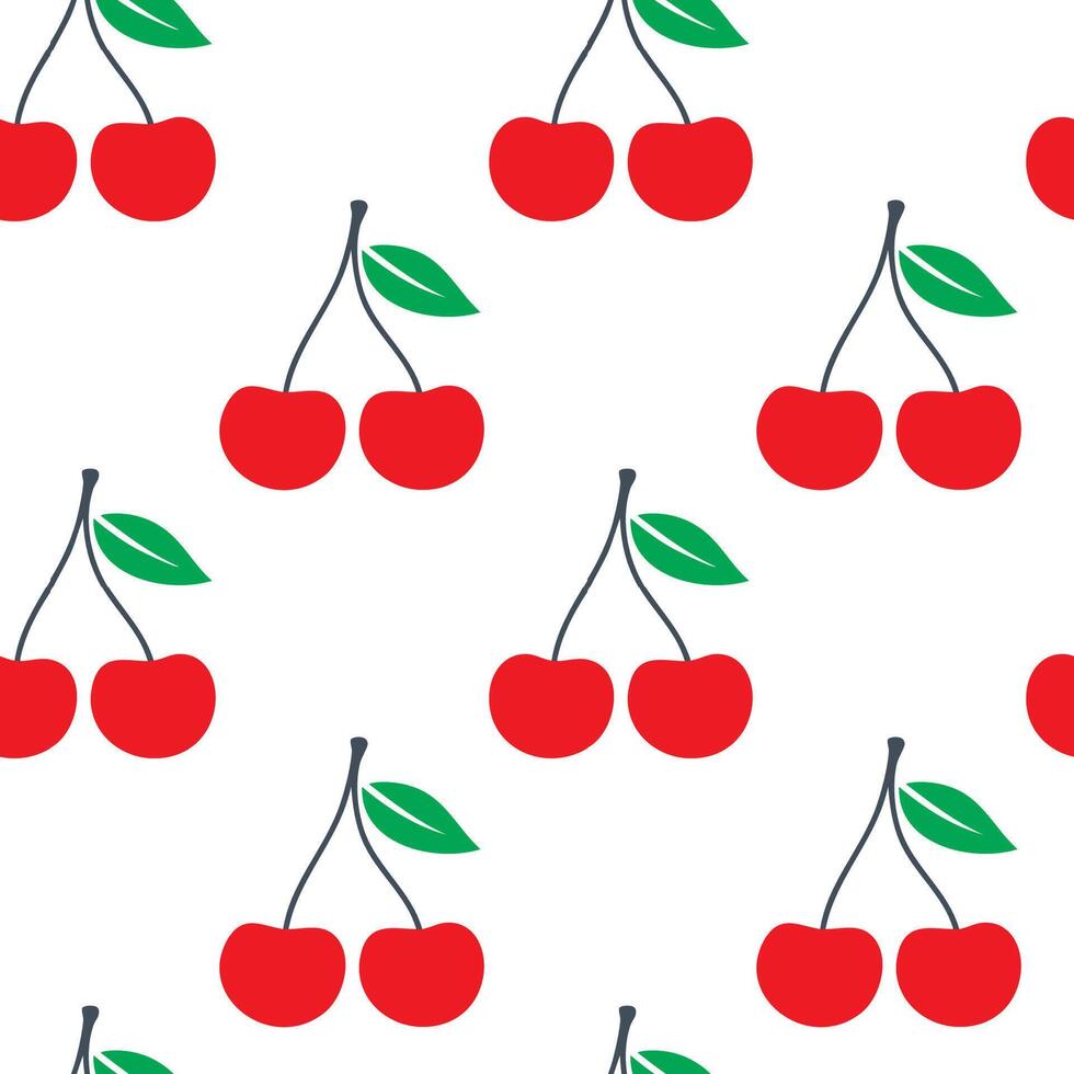 Seamless pattern with red cherries on a white background illustration vector