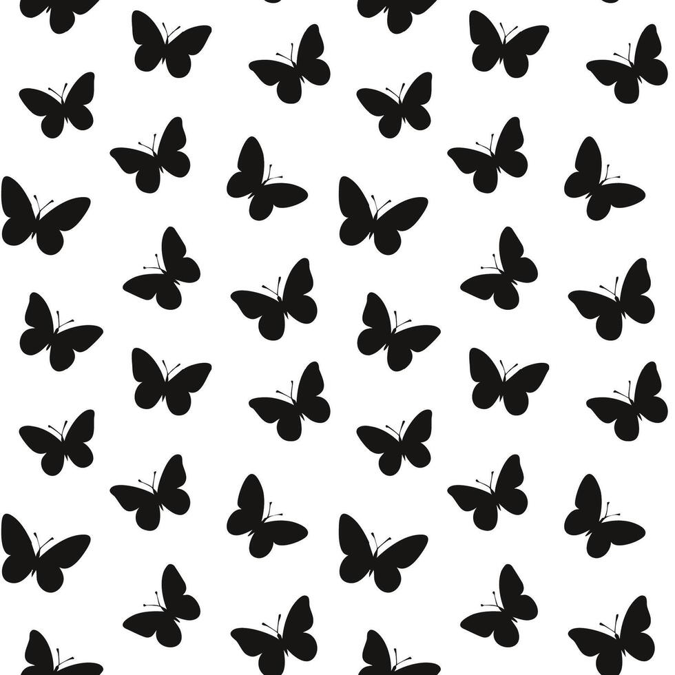 Butterflies black and white seamless pattern vector