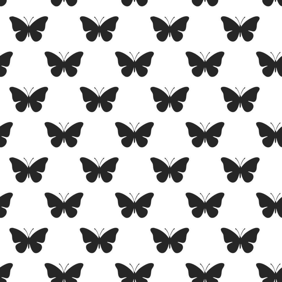 Hand drawn butterfly silhouette pattern design vector