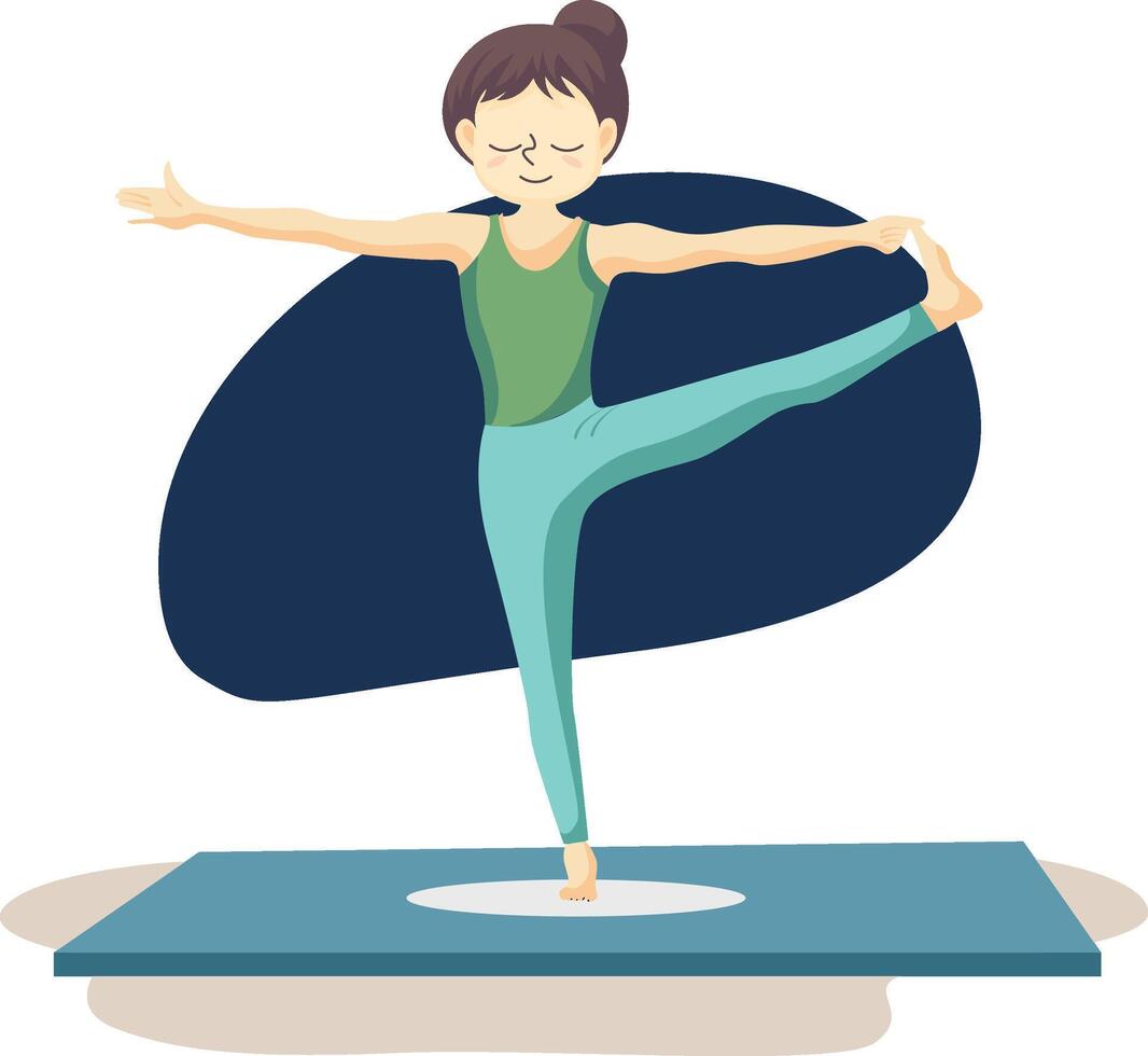 Young Woman Practicing Yoga in Standing Pose Illustration vector