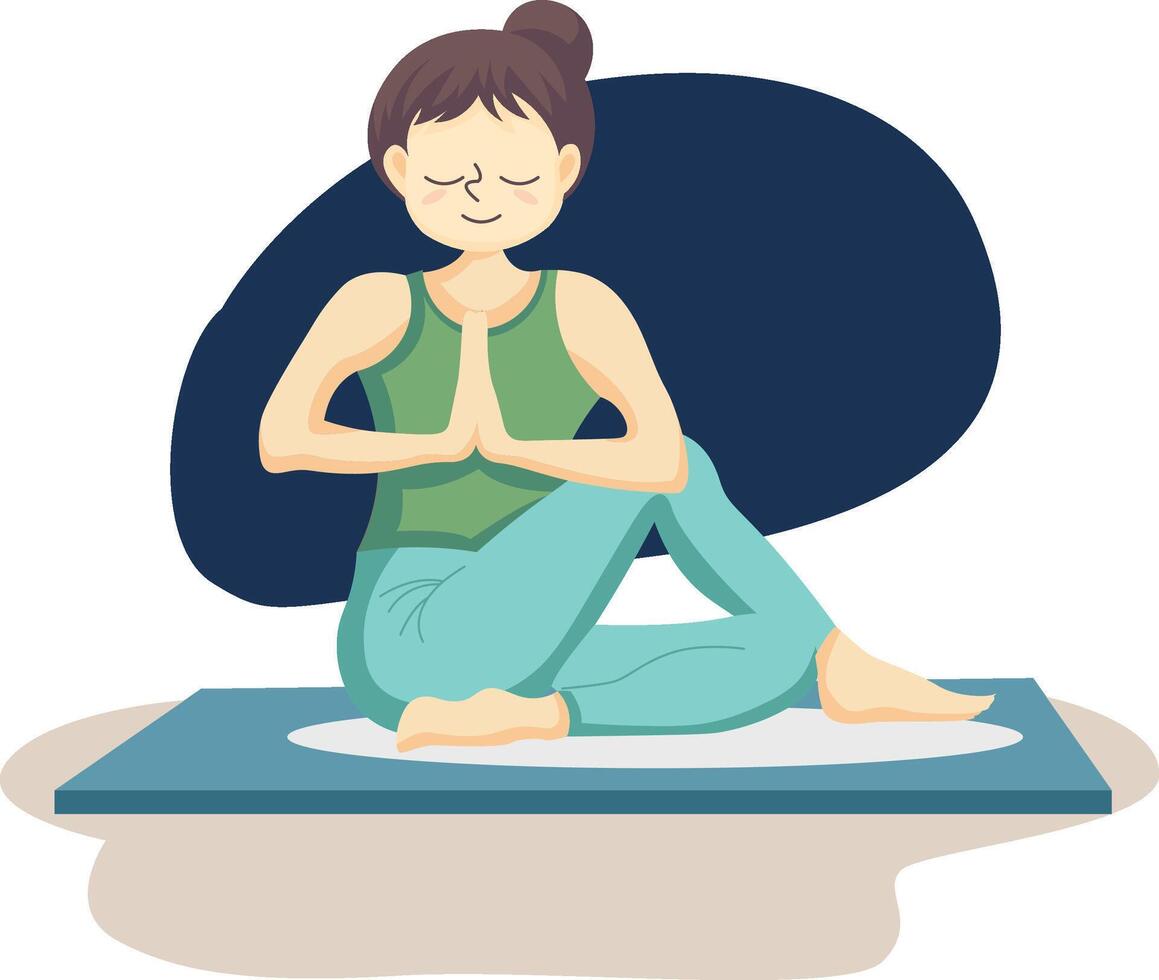 Peaceful Woman Practicing Yoga Meditation Pose vector