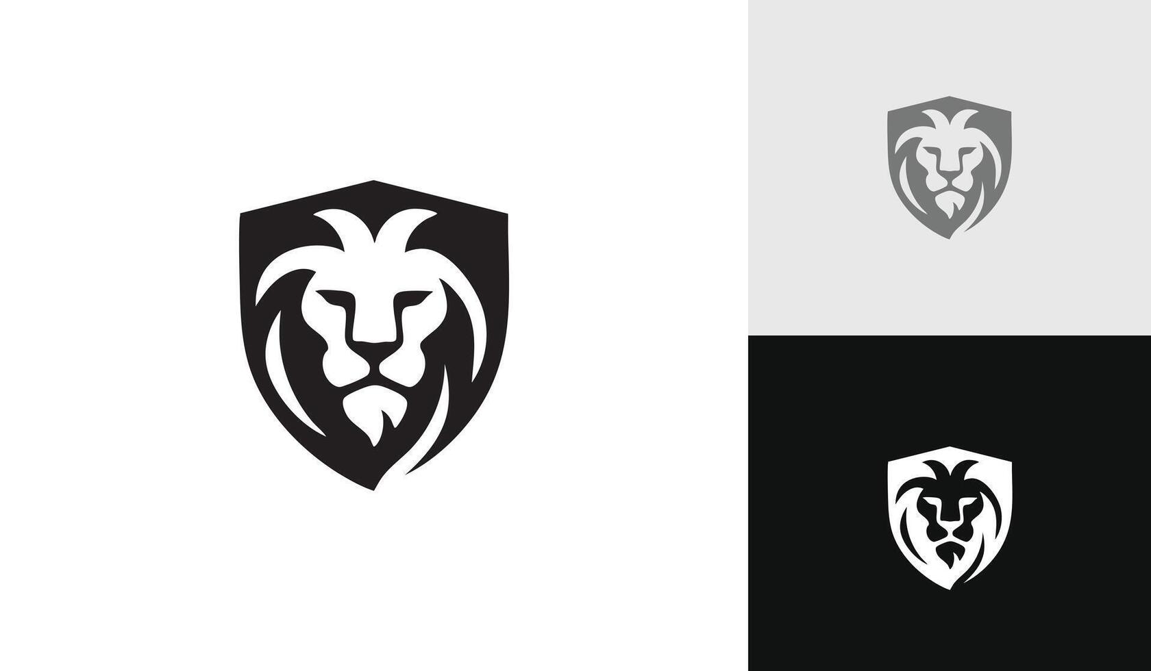 Lion head with shield logo design vector