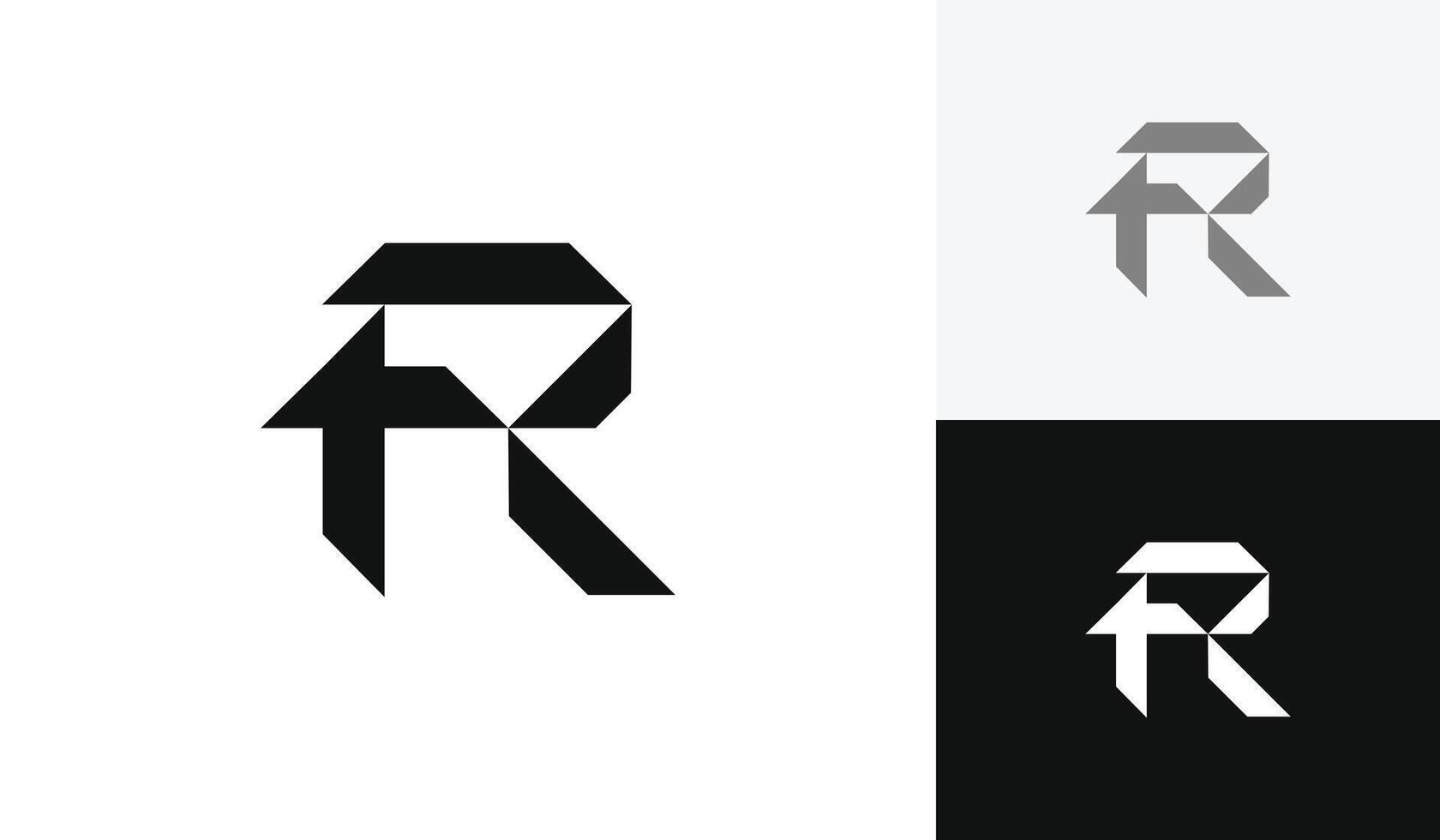 Geometric letter FR or RF initial monogram logo design vector