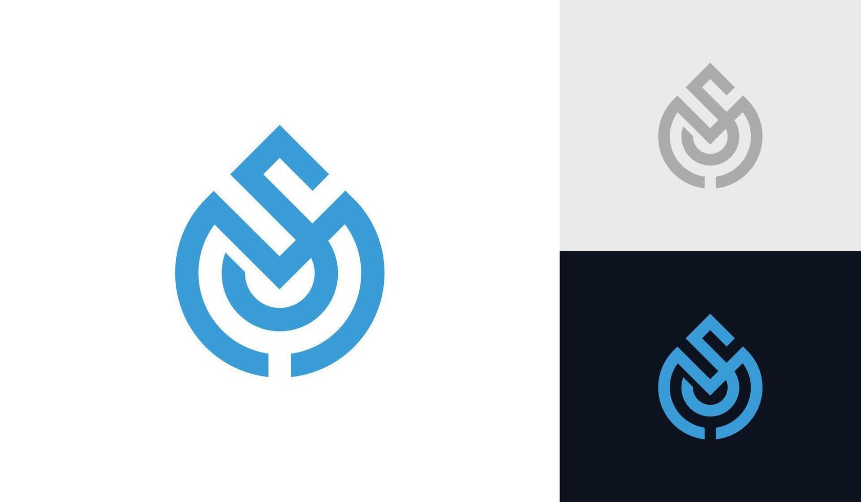Letter SM water drop initial monogram logo design vector