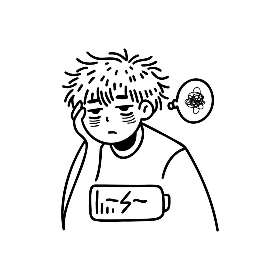 Illustration of a person who is tired and stressed vector