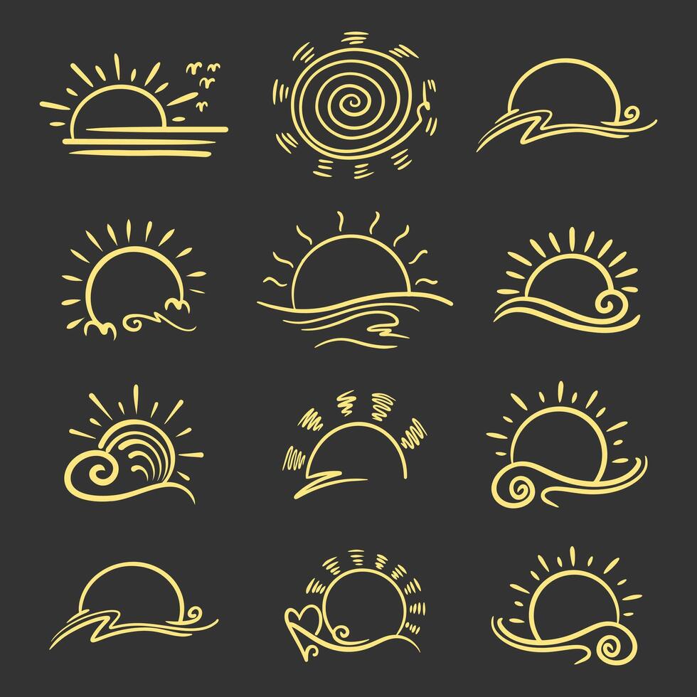 Abstract doodle illustration of the sun that is both colorful and modern. vector