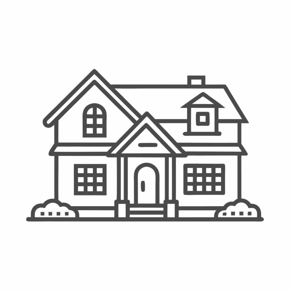 A house with a front door and windows vector