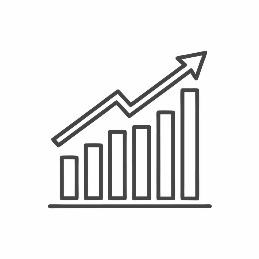 A graph line icon with an arrow going up vector